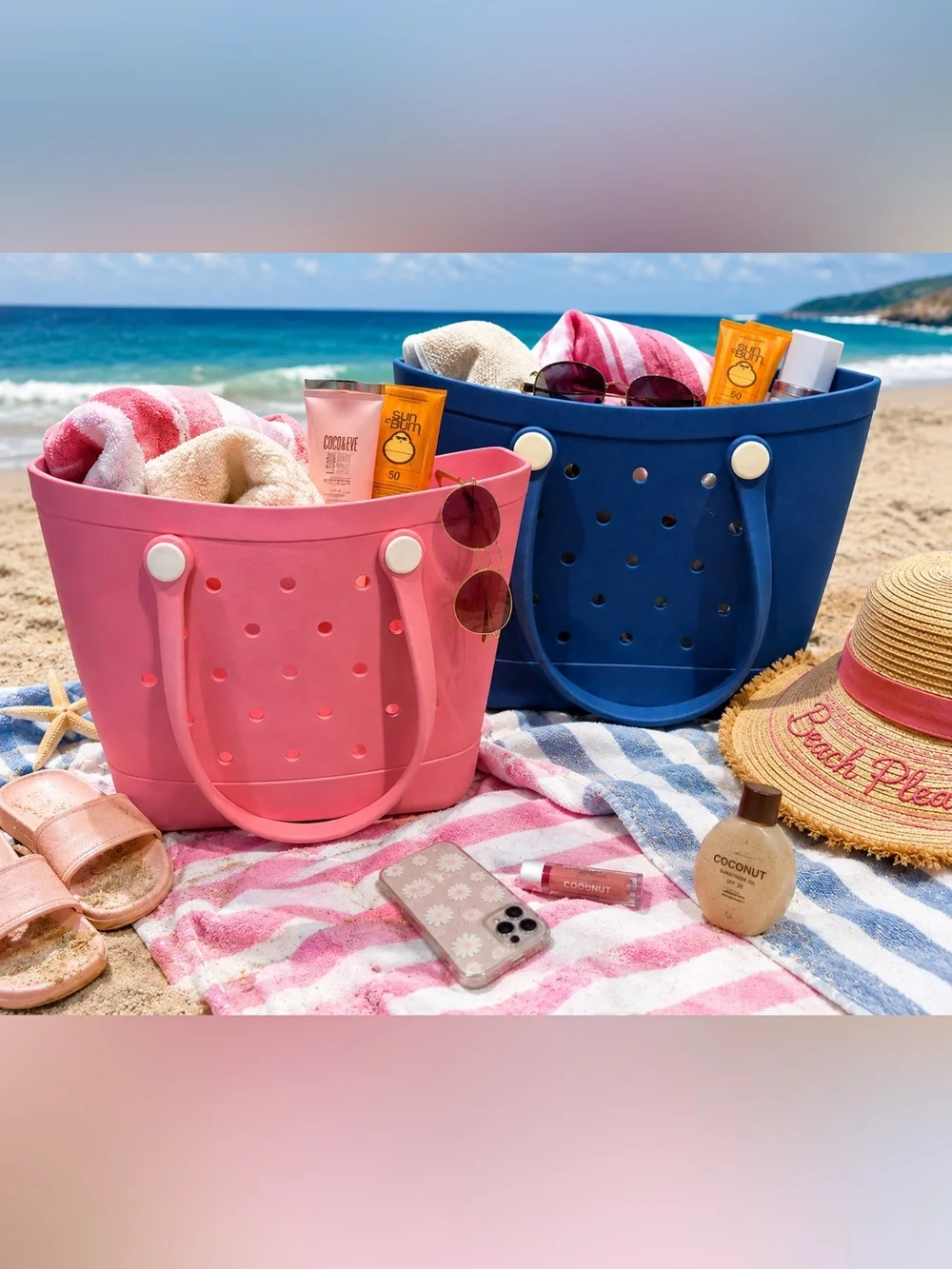 Choose ONE: Beach Tote Bag - Waterproof carryall - medium size - EVA